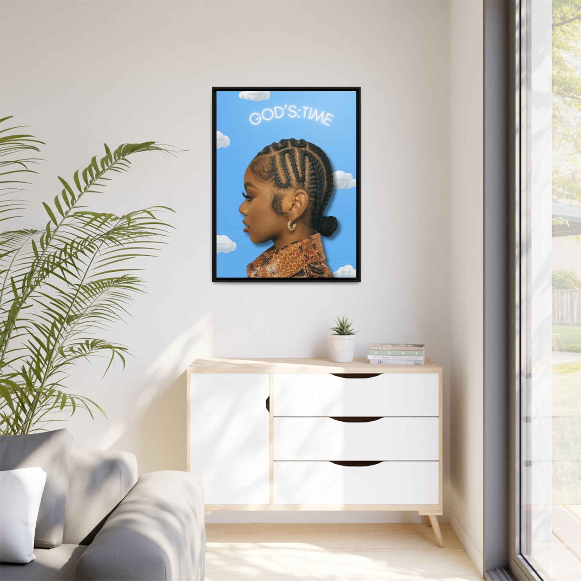 J Love “God’s Time” Framed Canvas - Work Of Art Co