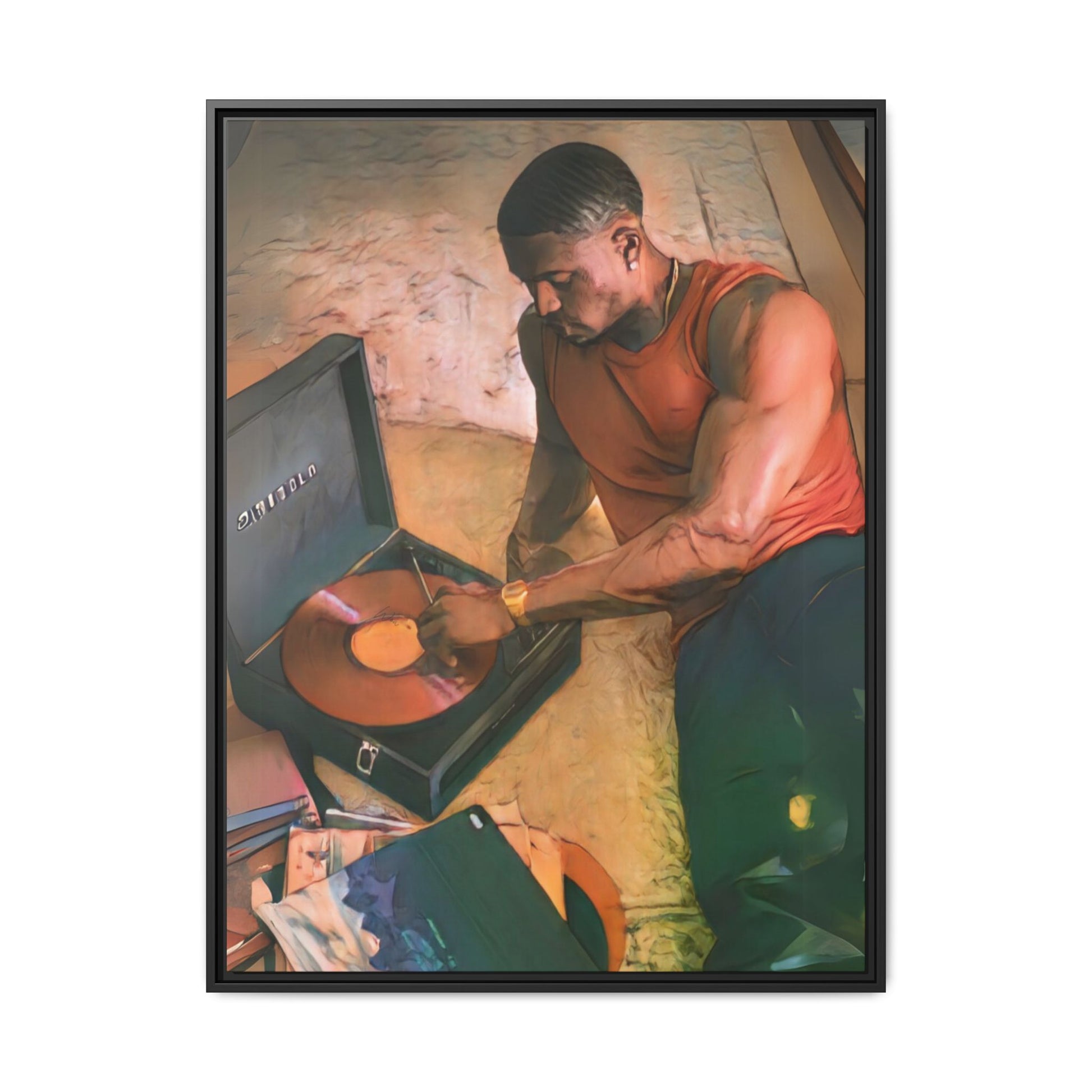 “Vinyl Vibes“ Framed Canvas - Work Of Art Co