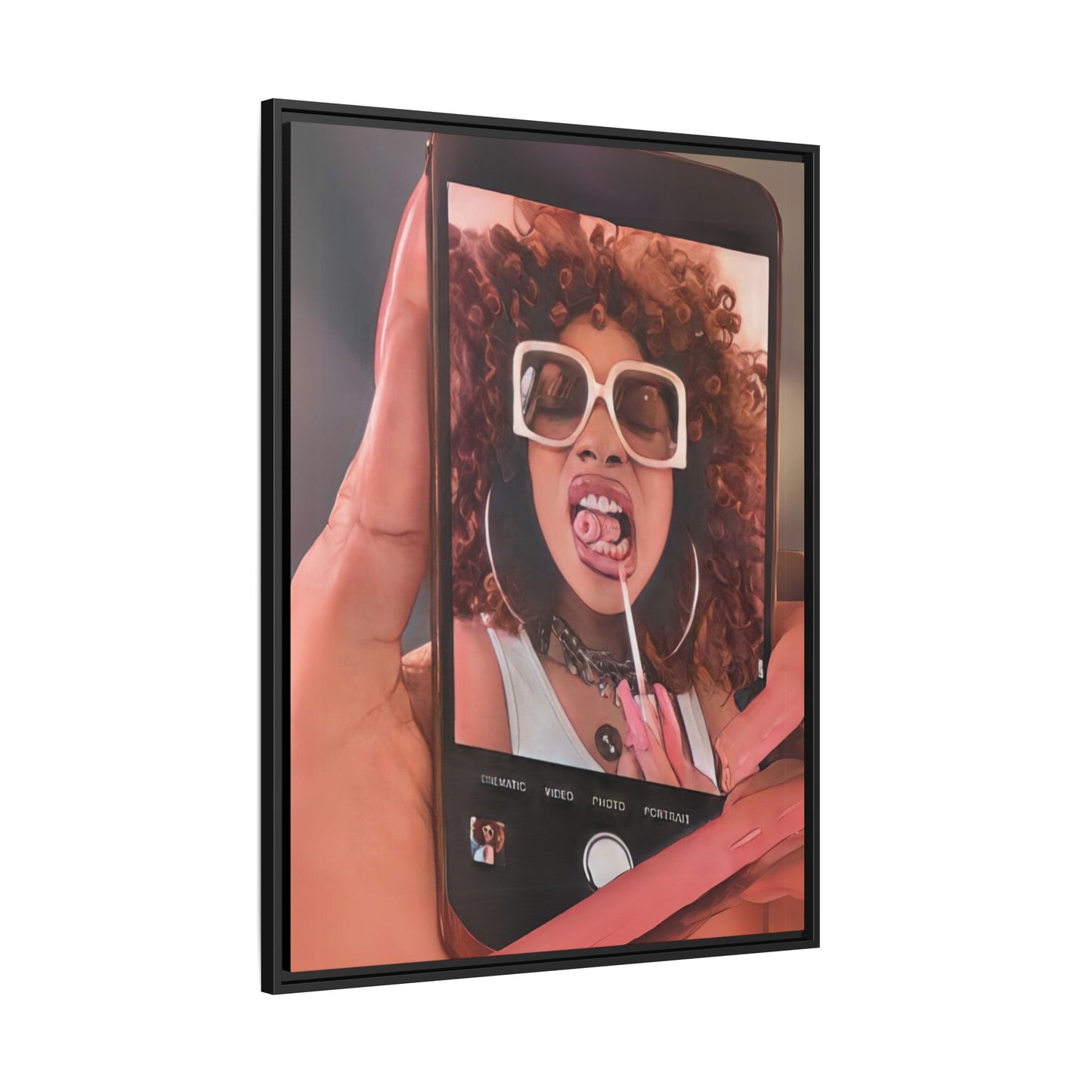 “Lip Gloss Break“ Framed Canvas - Work Of Art Co