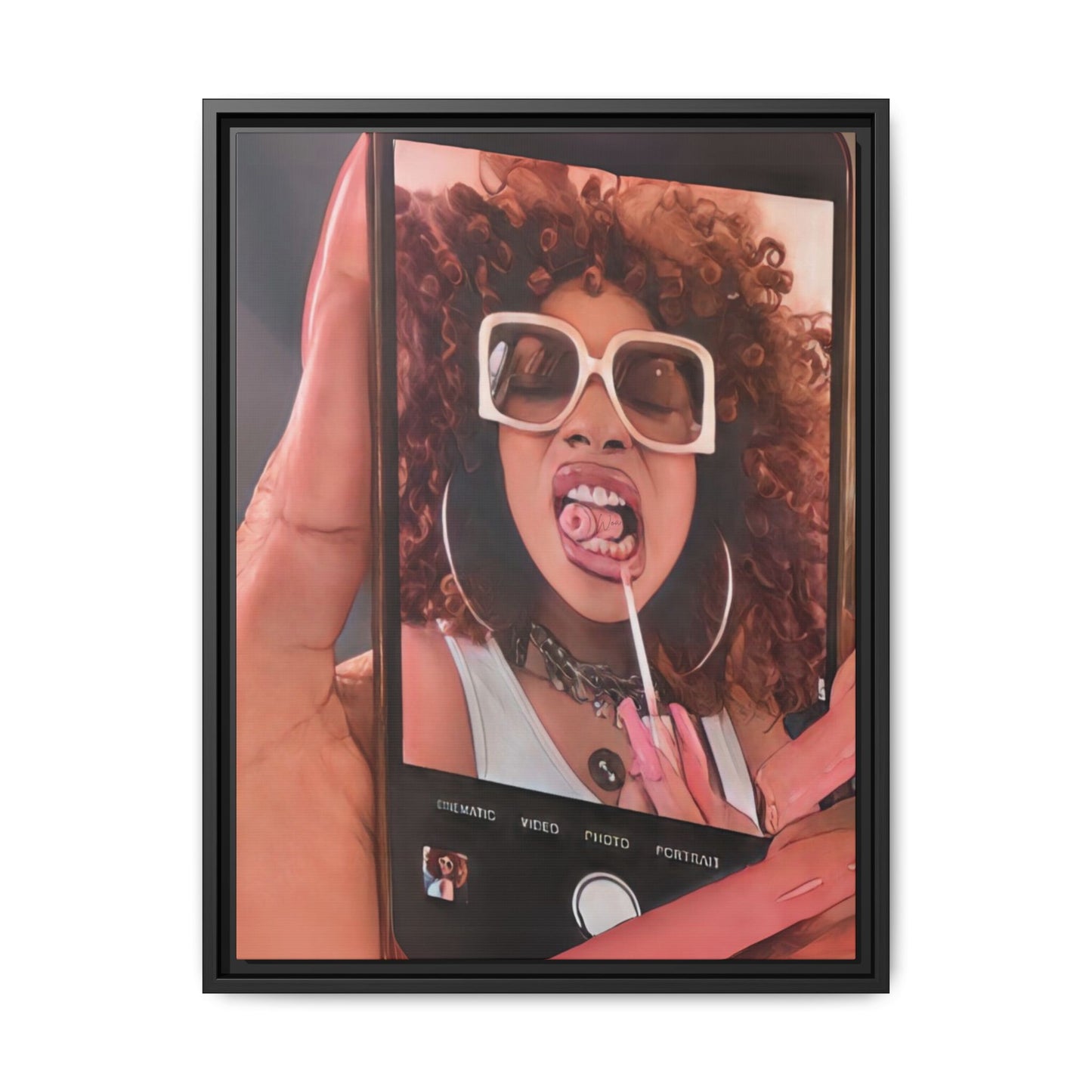 “Lip Gloss Break“ Framed Canvas - Work Of Art Co